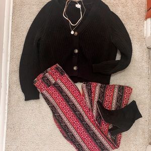 SOLD Target Black Chunky Knit Cardigan with Tortoise Shell Buttons